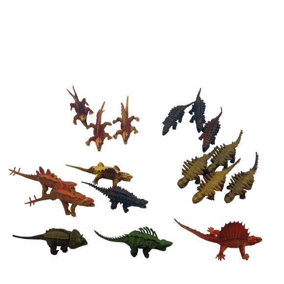 Vintage 1980's Dinosaur Lot Made Tiawan Duplicates 17 Plastic Figures Dino Play - Picture 4 of 10